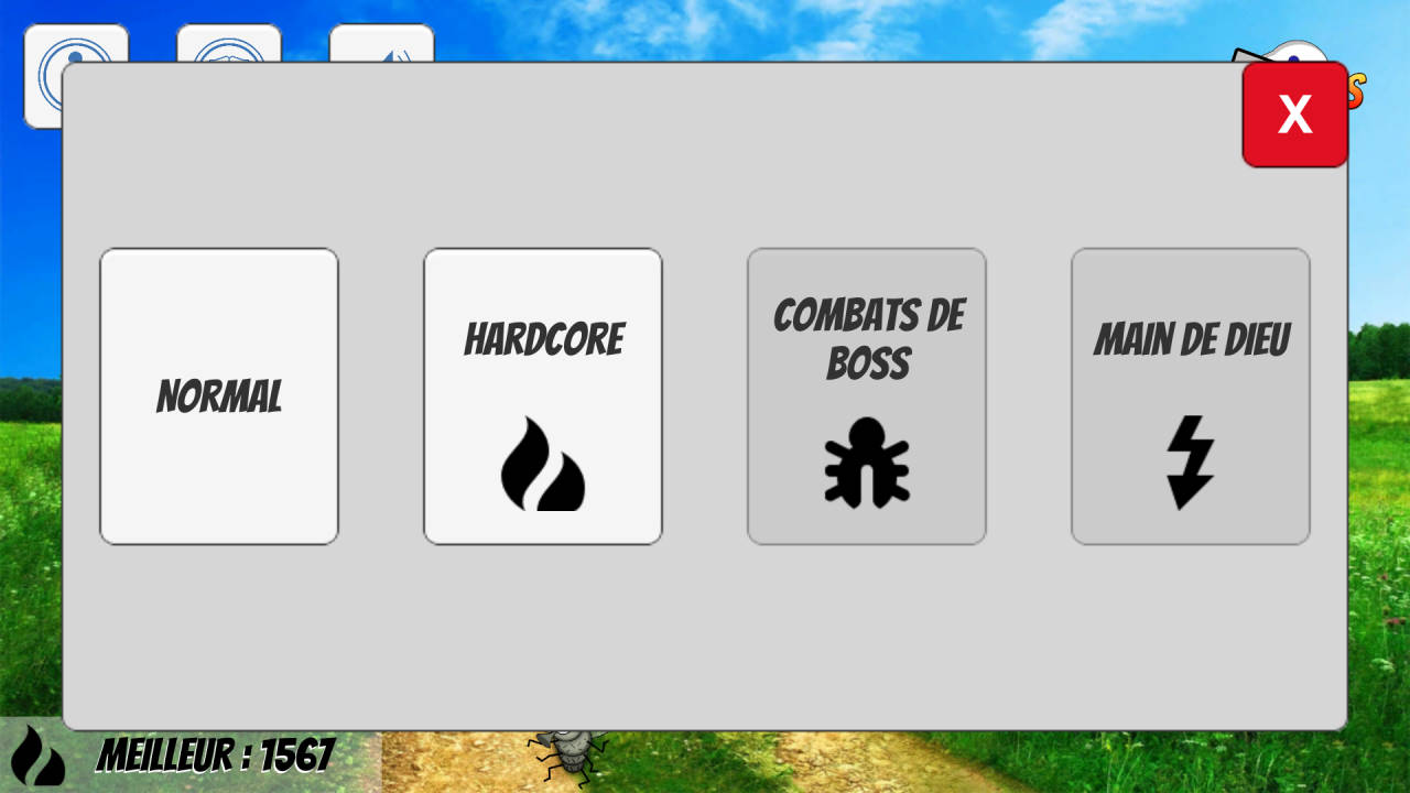 Visuel de l'écran de sélection d'un mode de jeu.