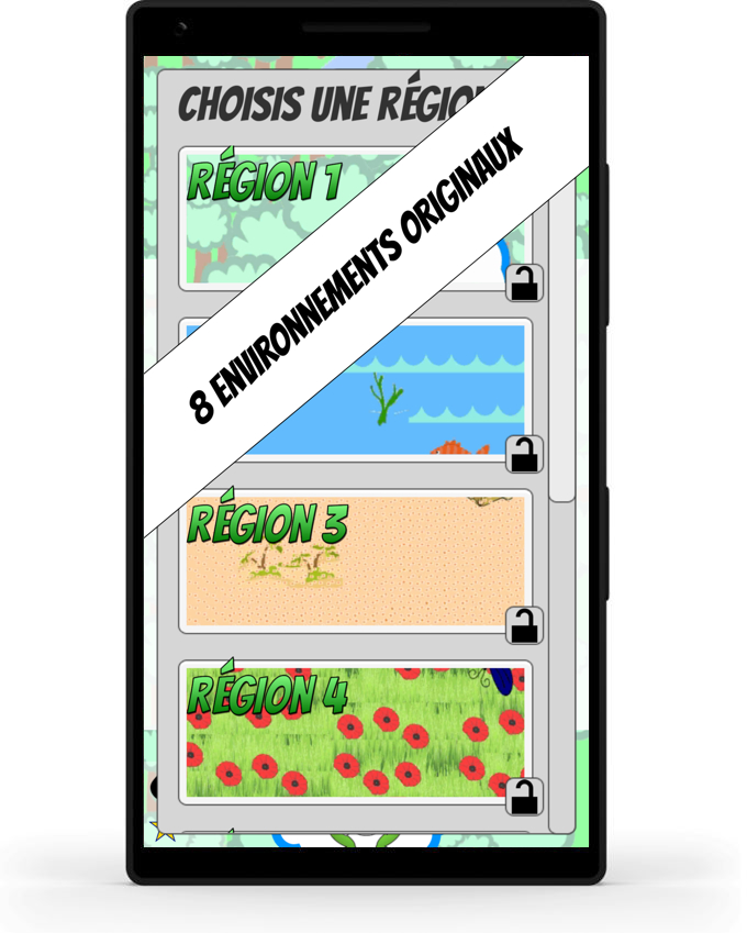 Visuel de l'écran de choix des régions