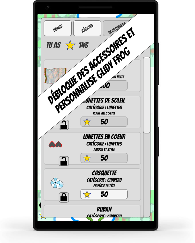 Visuel de l'écran d'achat des accessoires